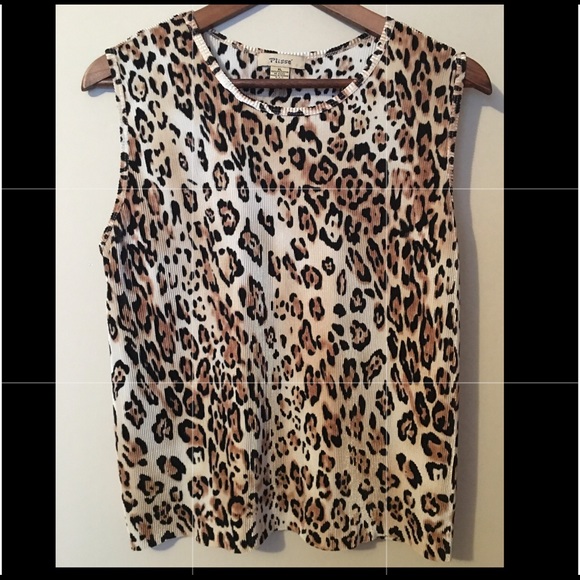 Plisse Tops - Plisse Animal Print sleeveless Blouse